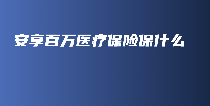 安享百万医疗保险保什么-PLB