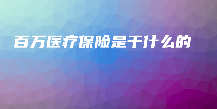 百万医疗保险是干什么的-PLB