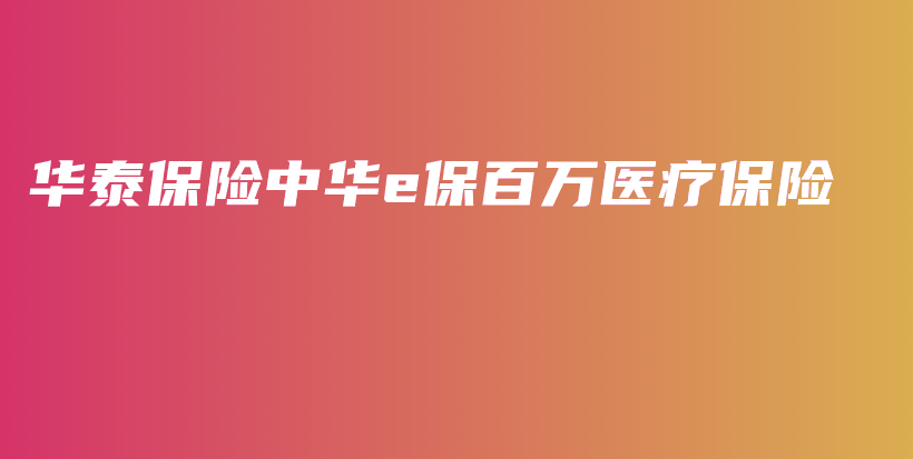 华泰保险中华e保百万医疗保险-PLB