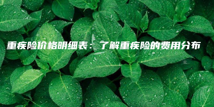 重疾险价格明细表：了解重疾险的费用分布-PLB